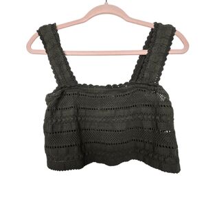 Aerie olive green crochet tank crop top